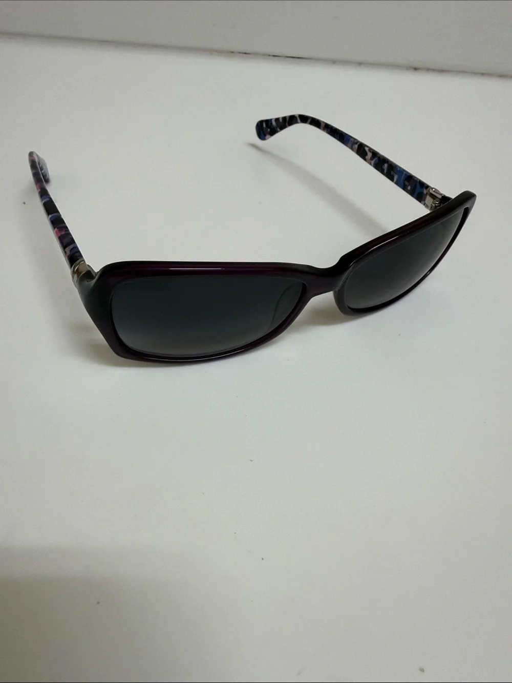 Diane Vonfurstenberg Purple Frame Sunglasses with Patterned Temples